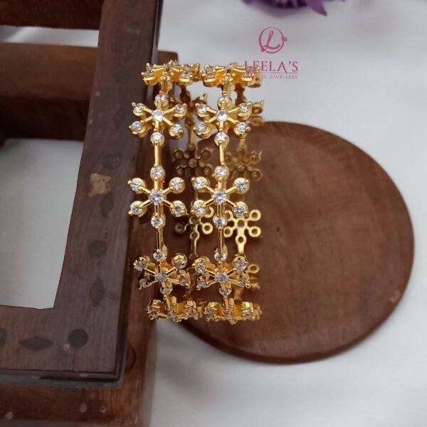 Premium Antique Finish white flower Bangle BG202 ( 2 bangles)