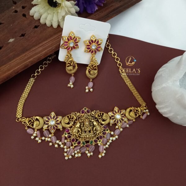 Premium Antique Finish Nagas Choker Pink CH305