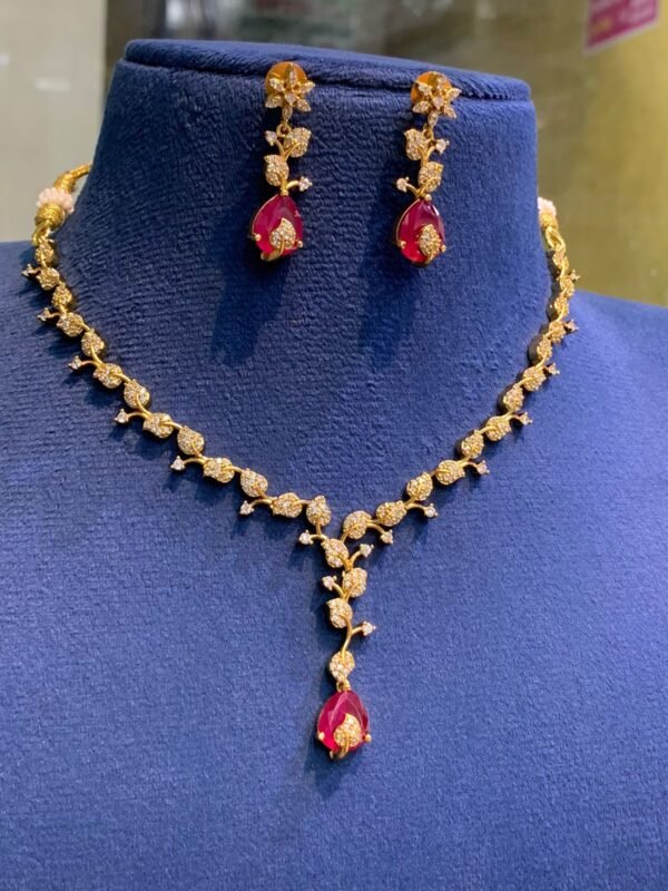 Laasya Sleek AD Necklace Red NC974