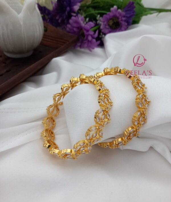Premium Antique Finish Loops White Bangle BG223 ( 2 bangles) - Image 3