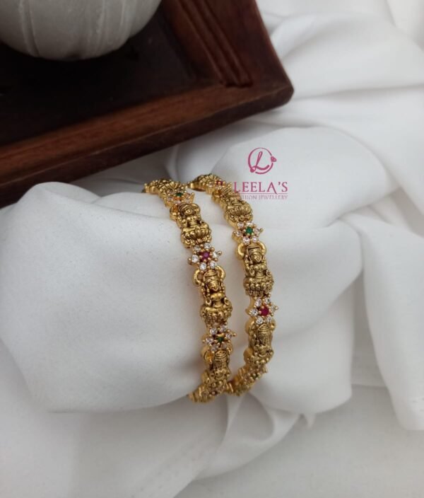 Premium Antique Finish Veera Lakshmi Bangle BG234 ( 2 bangles) - Image 2