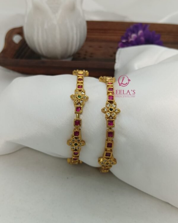 Premium Antique Finish Square beauty bangle BG238 ( 2 bangles) - Image 2