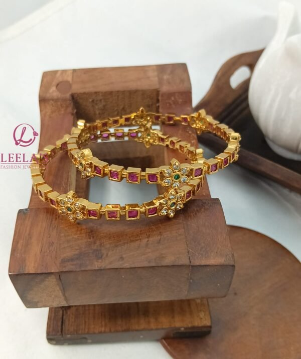 Premium Antique Finish Square beauty bangle BG238 ( 2 bangles) - Image 3