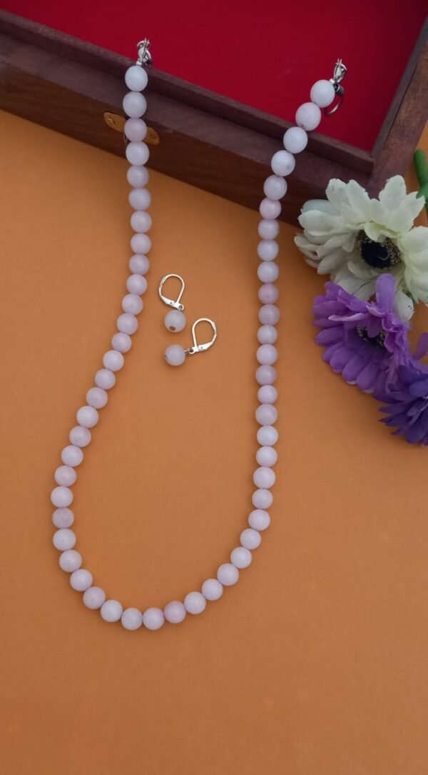 Semi Precious Agate Beads Necklace Baby Pink SB701