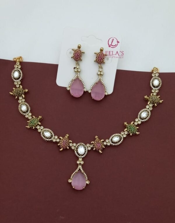 Dishitha Pink Victorian Necklace NC9106 - Image 2