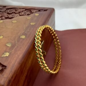Premium Antique Finish Spiral Diamond Bangle Green (2 bangles) BG267