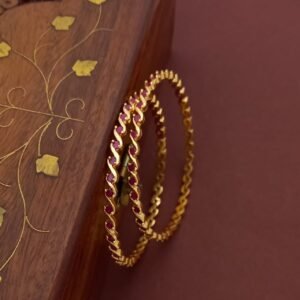 Premium Antique Finish Spiral Bangle Ruby ( 2 Bangles) BG268