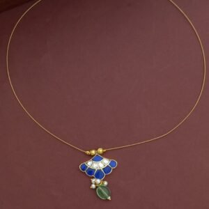 Cute Jadau Feather Invisible Necklace blue NC9143