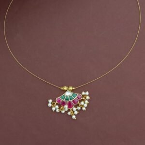 Cute Jadau Feather Invisible Necklace Multicolour NC9144