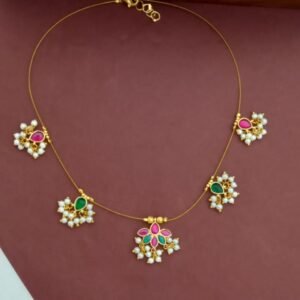 Cute Jadau Petels Invisible Necklace Multicolour NC9147