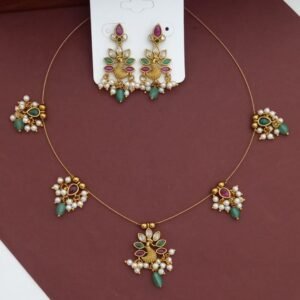 Cute Jadau Peacock Invisible Necklace NC9149
