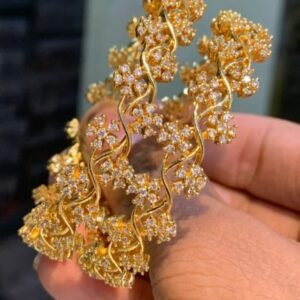 Premium Antique Finish Flower Burst Bangle White BG276