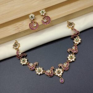 Ruby Peacock Floral Necklace Set NC9163